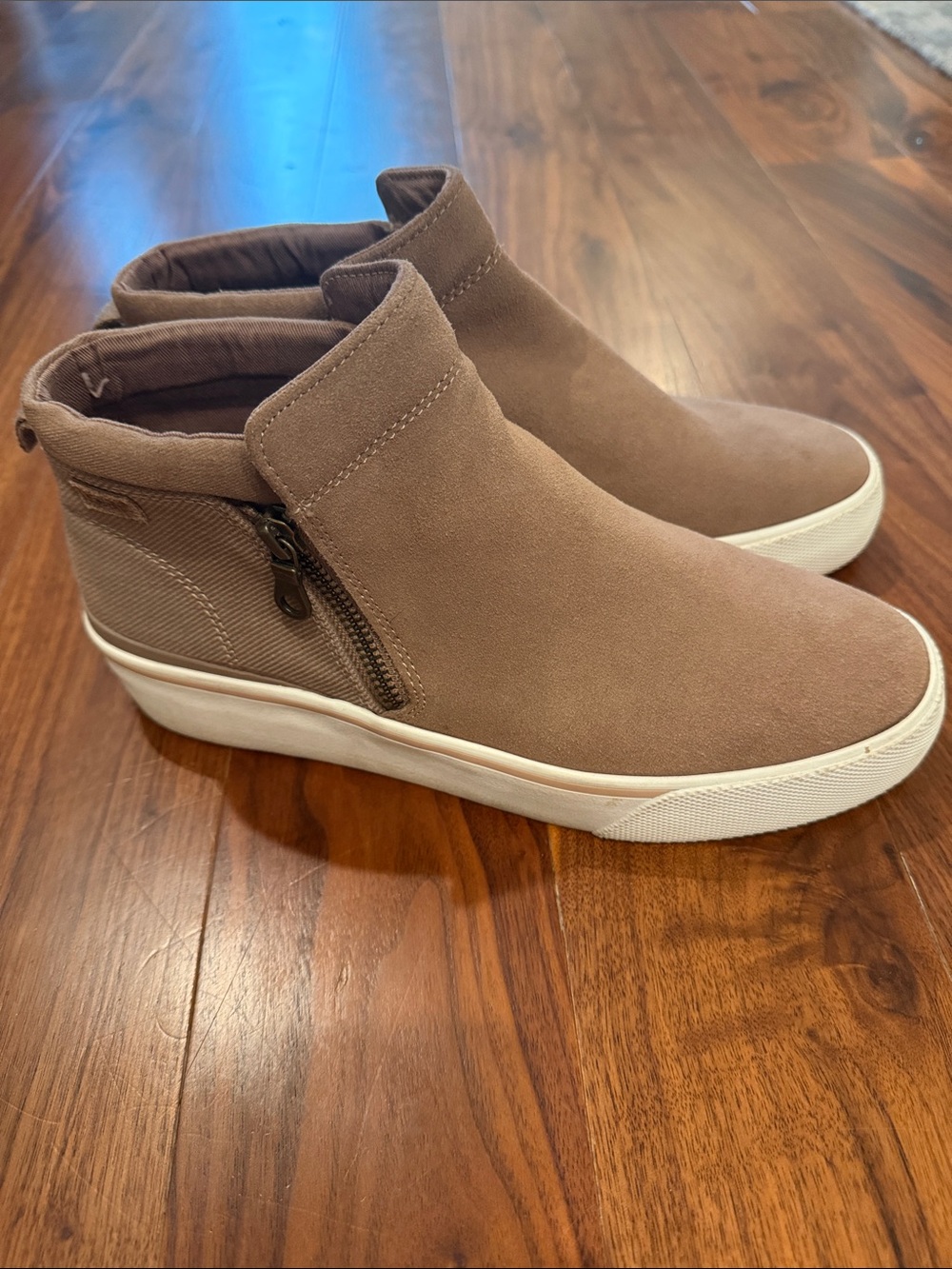 Keds Women's Taupe Suede Zip-Accent Ankle Sneakers